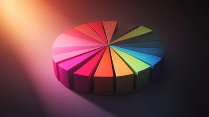 Poster - A detailed D pie chart illustrating market share distribution, with textured segments and a light reflection effect, creating a sense of depth and dimension.