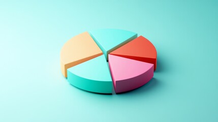 Poster - A modern D pie chart featuring segments with gradient colors, displaying different data categories, positioned on a subtle gradient background for a professional look.