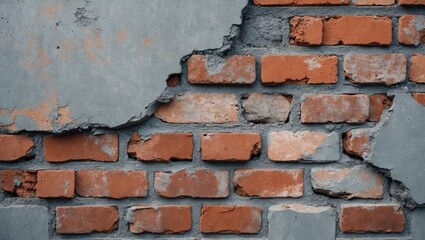 Aufkleber - Close view of a retro brown brick wall surface. Wall of bricks with deterioration.