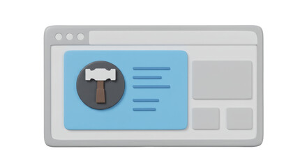 Isolated Website Window with Hammer Icon