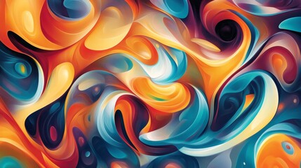 Leinwandbilder - A vibrant abstract background featuring swirling colors and fluid shapes, creating a dynamic and energetic visual with bold hues and smooth gradients.