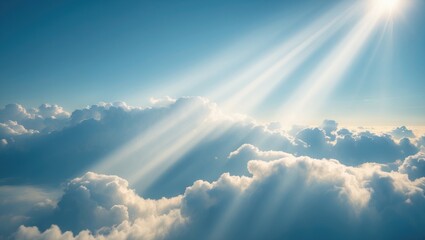 Wall Mural - bright sunbeam illuminating the cloudy sky