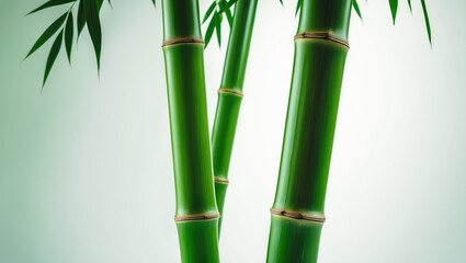 Poster - Single green bamboo on a white background