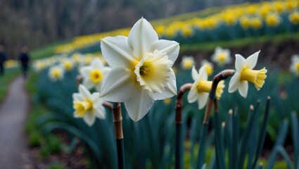 Poster - Colorful hillside adorned with blooming daffodils