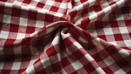 Poster - Traditional red and white textile cover with checkered pattern