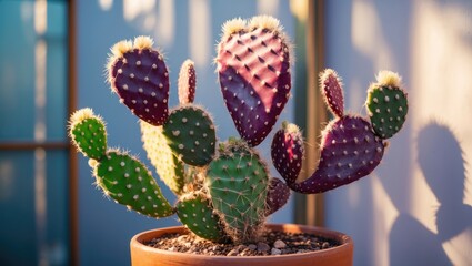 Aufkleber - Cactus displaying purple and red hues from too much sun exposure