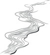 © vadymstock - Abstract black and white line art of a flowing river or stream with smooth wavy curves