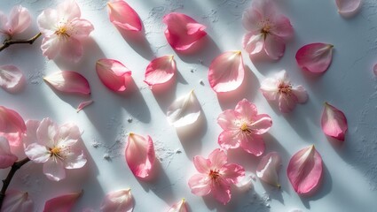 Aufkleber - Top-down view of floral arrangement on a white canvas. Theme of love. Spring design.