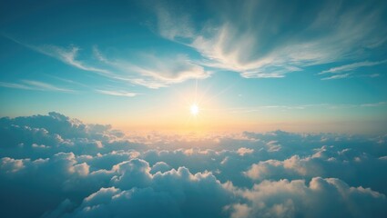 Wall Mural - sun-drenched clear sky with a beautiful golden hue, suitable for banner or poster background.