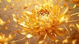 Golden chrysanthemum in motion