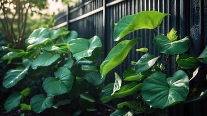 Poster - Yard ornamental plant with green leaves as a captivating element