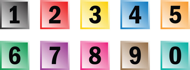 Poster - Numbers in coloring gradient rectangle vector illustration.