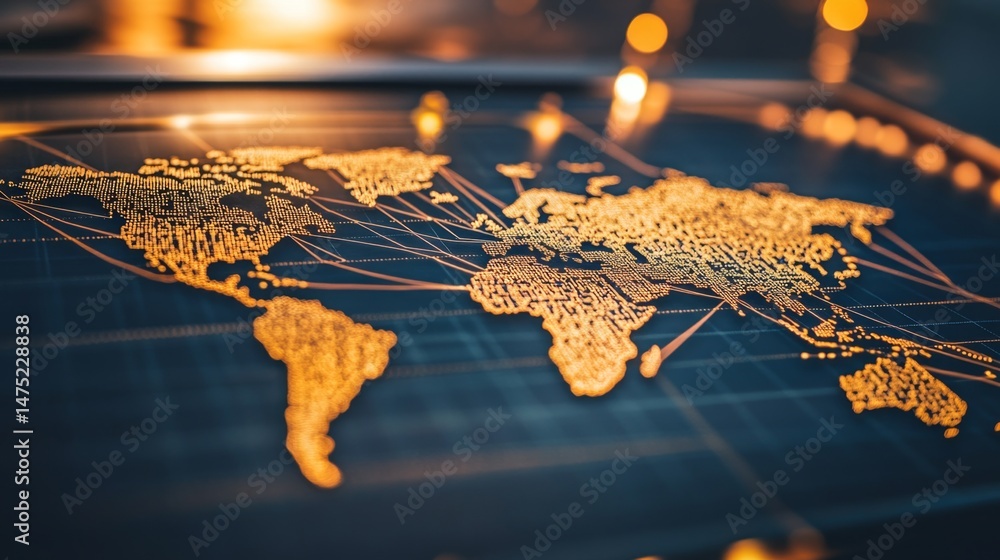 Ilustración de Stock Global connectivity interactive world map ...