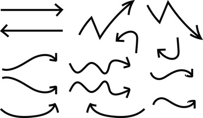 Poster - abstract hand drawn black arrow set.