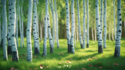 Wall Mural - scenic birch forest landscape