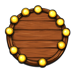Poster - Illuminated circular wooden frame with glowing orbs casting a whimsical glow creating a unique panel