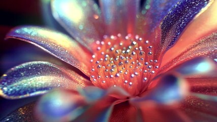 Aufkleber - Animation of a flower sparkling and shimmering with many colors. Golden and silver sparks create a shimmer, giving the flower a magical glow. The petals sparkle and the atmosphere is full of magic