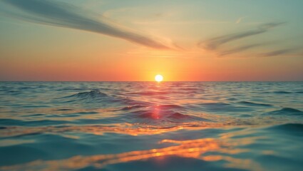 Wall Mural - sea view at sunset with a vertical sky and bright sunlight