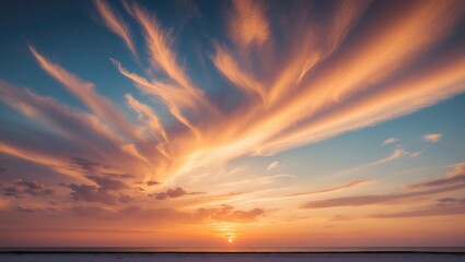 Wall Mural - colorful orange sunset with clouds in a scenic natural environment