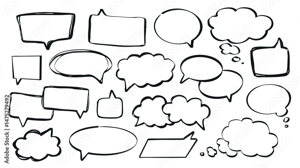 Stock-Vektorgrafik „Speech bubbles set of marker brush stroke texture ...