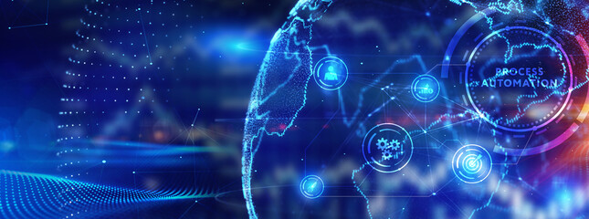 Business process automation, industrial technology innovation, optimization concept. 3d illustration