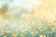 © AYESKIA - Sunlit Meadow: Delicate Yellow Flowers in a Dreamy Pastoral Scene