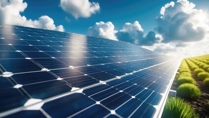 Solar cell array landscape showcasing renewable energy technology