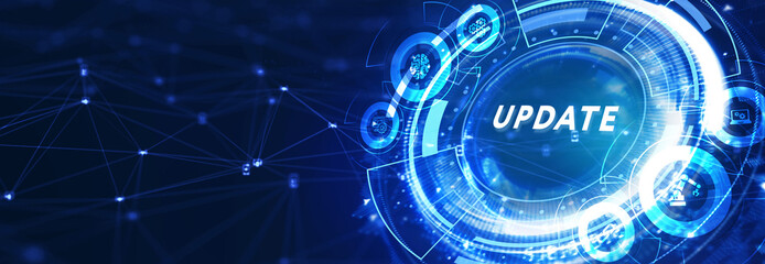 Business, Technology, Internet and network concept. Update software computer program upgrade. 3d illustration