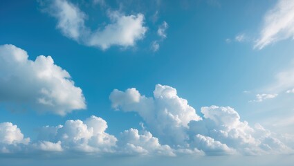 Wall Mural - Colorful summer sky featuring white clouds and a clear blue backdrop