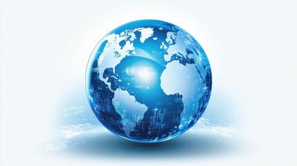 Wall Mural - blue globe on the digital technology background illustration , no logos, no brands