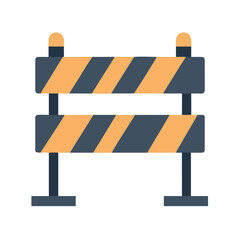 Wall Mural - Blue and orange striped road barrier on a White Background