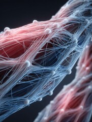 Leinwandbilder - Conceptual Illustration of Healthy Muscle Structure Showcasing Intricate Neuromuscular Connections and Tissue Composition in Vibrant Detail
