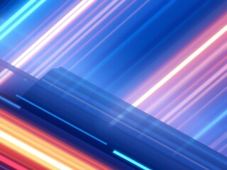 Wall Mural - abstract dynamic blue and orange lines with futuristic technology background