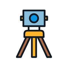 flat design land surveying instrument on a black backdrop