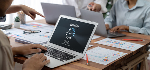 Fototapete - Software update on computer for brisk version of device software upgrade