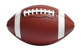 An american football with white stripes and stitches, brown leather texture, isolated on a png background