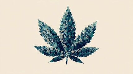 Wall Mural - abstract cannabis leaf design with textural patterns.
