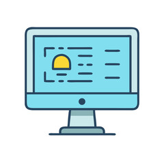 Vector icon of desktop computer with program interface