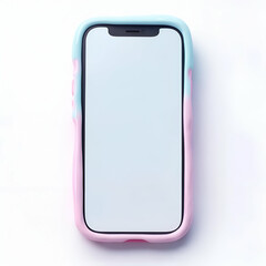 Mobile Phone with Pink and Blue Case