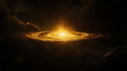 Wall Mural - Golden galactic nebula cosmic space background illustration art sky glow dark fire dust stars light