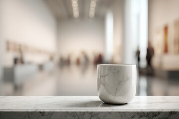 Poster - Empty marble cup on a marble counter in a museum.