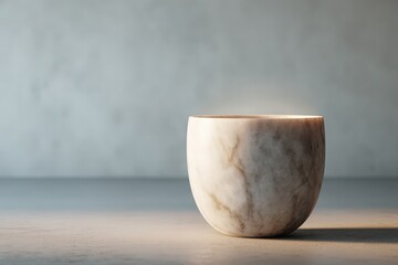 Poster - Polished marble bowl illuminated by soft light.
