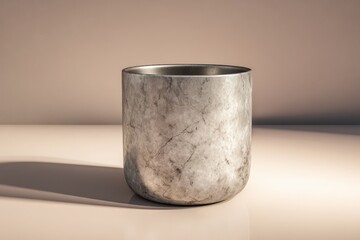 Poster - A metallic cylindrical container with a textured surface.