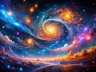 Wall Mural - abstract night sky: glowing nebula & cosmic dust - generative ai background