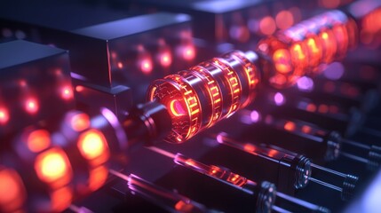 Futuristic Digital Data Processing System: Abstract 3D Render of a Network