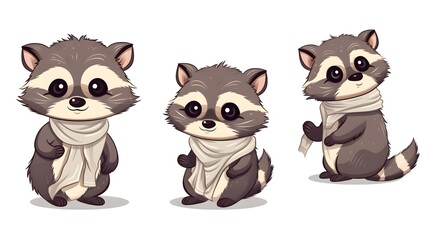 Naklejka na meble Cute Raccoon Cartoon with Kerchief Design for Creative Vector Artwork