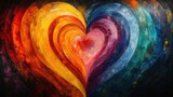 Painting of a heart with multiple colors of different colors