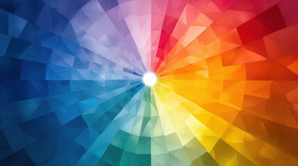 Wall Mural - a vibrant kaleidoscope of geometric shapes playfully spiral from a central point, creating a dynamic