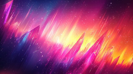 Wall Mural - a vibrant urban wall showcasing colorful geometric murals and abstract shapes, with a modern art aes