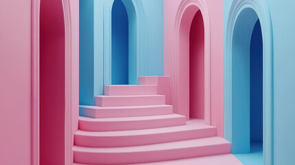 Wall Mural - abstract geometric shapes on a s create a stunning 3d rendered pastel colored scene featu architectu